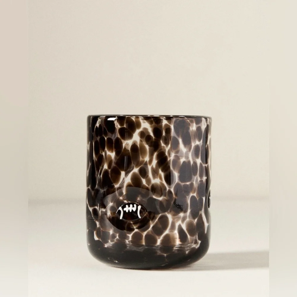 Anthropologie The Confetti Icon Juice Glass: Confetti Football BLACK NWT